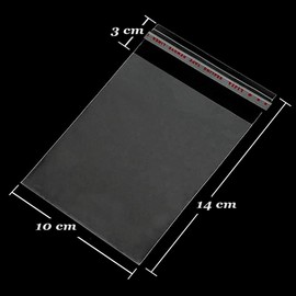 RUBY Pack of 200 Clear Plastic Cellophane Bags with Self Seal - 10cm x 14cm