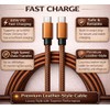 Cable de cuero de carga rápida USB-C a USB-C, elegante