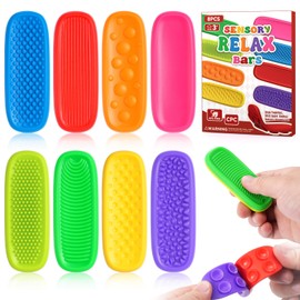 Sensory Fidget Toys for Kids Adults 8 Pack Sensory Strips for Autism,ADHD and Anxiety Relief Items for Adults. Quiet Suction Toys for Autism, Stress -Relief Fidgets Calm Strips,Worry Stones Desk Toys