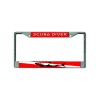 DIGIART SCUBA DIVER DIVE FLAG SHARK Chrome Metal Car License