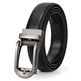 JASGOOD Mens Ratchet Leather Belt Men Casual Dress Belt Automatic Adjustable Click Belts with Slide Buckle，Black