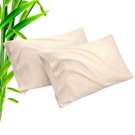 TELUS Bamboo Pillow Cases Standard Size 2 Pack, Khaki Cooling Pillowcases with Envelope Closure, Cool & Breathable Pillow Case for Hot Sleepers and Night Sweats, 20x26 inches