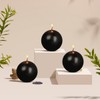 Ball Pillar Candles Set of 3 Black 3Inch Unscented Handpoured