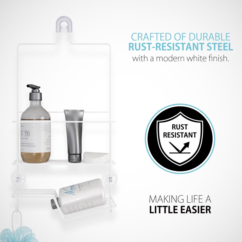 Better Living Products 13220 ECLIPSE 2 Tier Shower Caddy, White