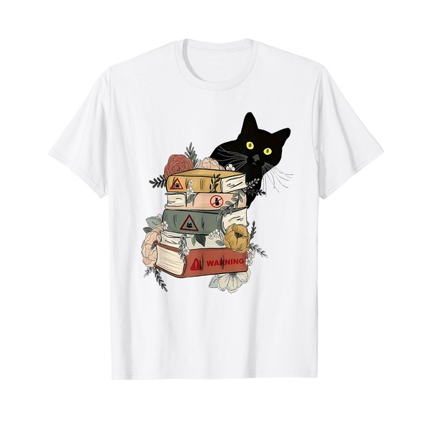 Black Cat And Books Flowers Reading Club Cat Lover Bookworm