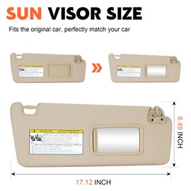 Beige Right Passenger Side Sun Visor Replacement Compatible with 2004 2005 2006 2007 Toyota Highlander Replace 74320-48260-a0