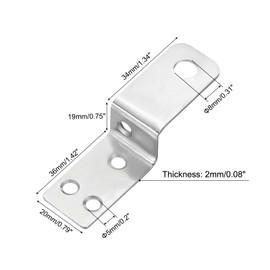 sourcing map 15 Pcs Z Shape Corner Bracket, 0.75 Inch Right Angle Picture Frame Braces Bracket Shelf Brackets Fastener for Furniture, Silver
