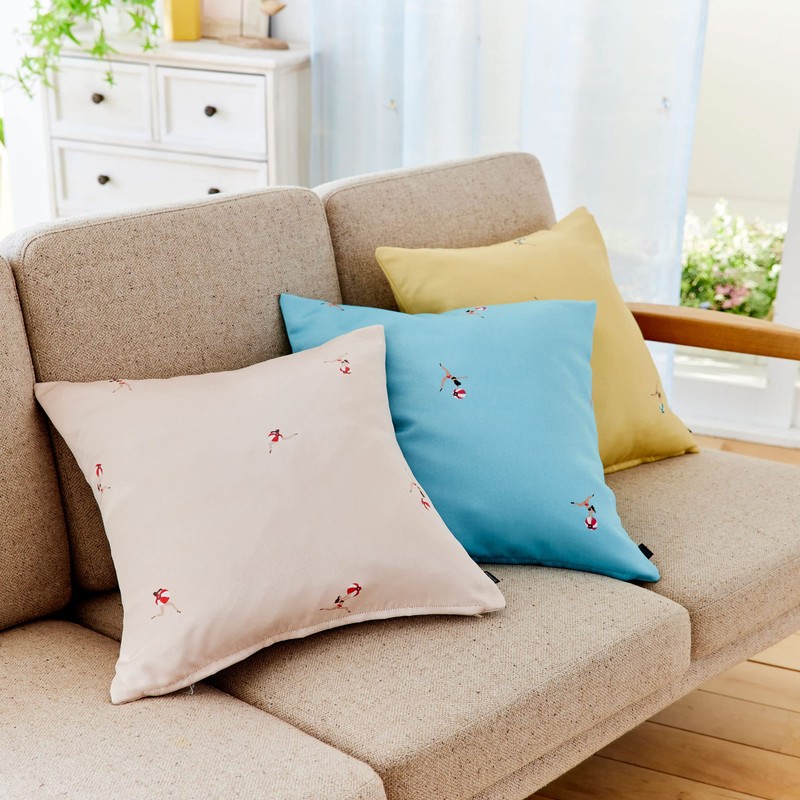 Suminoe V349C Cushion Cover, Yellow, 17.7 x 17.7 inches (45