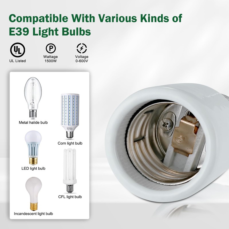 Mogul Socket Extender,Mogul Base E39 Socket Extensions Adapter,Emnooti E39 to