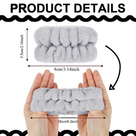 Facial Cleansing Bracelet, Elastic Makeup Sweatband and Towel, Spa Bracelet for Women and Girls, Absorbent and Hygienic, Grey