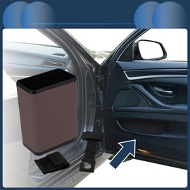 INFINAUTO Car Trash Can Front Rear Seats 3.9" Length 2.4" Width 5.5" Height Auto Trash Bin Faux Leather ABS Dark Brown Hanging