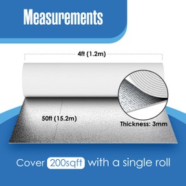 Radiant Barrier Insulation Roll, Wall Insulation Roll, Radiant Barrier, White Foam, Reflective Thermal Metal Foil for Ceiling, Attic, RV, Floor, House, Pole Barn, Building, Insolación, 48 in x 50 ft