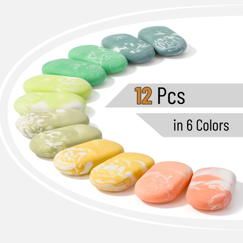 Mr. Pen- Marble Pencil Erasers, 12 Pack, 1" x 2",