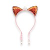 Summer Crystal Sequin Cat Ears Headband with Pearl Earring Pendants