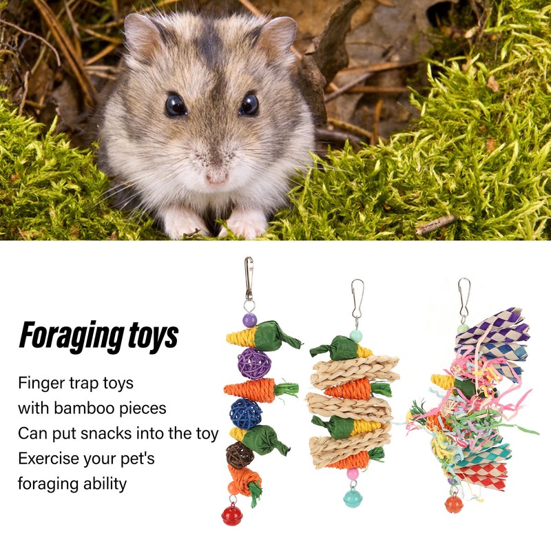 3pcs Parrot Chew Toys Weave Carrot Corn Rattan Balls Shredded
