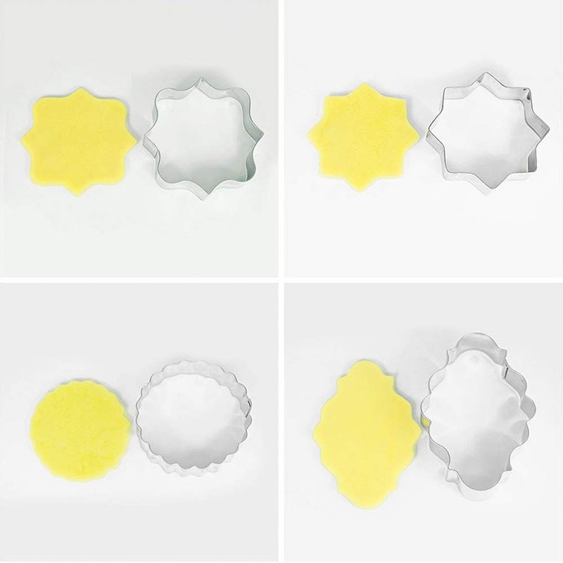 10 PCS Plaque Frame Cookie Cutters Set Fondant Tiles Biscuit