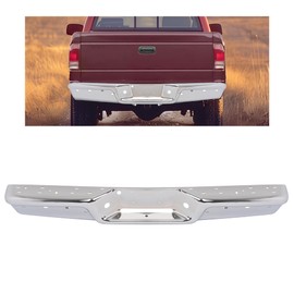 KUAFU Rear Step Bumper Face Bar Compatible with 1997-2004 Dodge Dakota W/License Panel Replacement For 5191201AA Steel Chrome Silvery