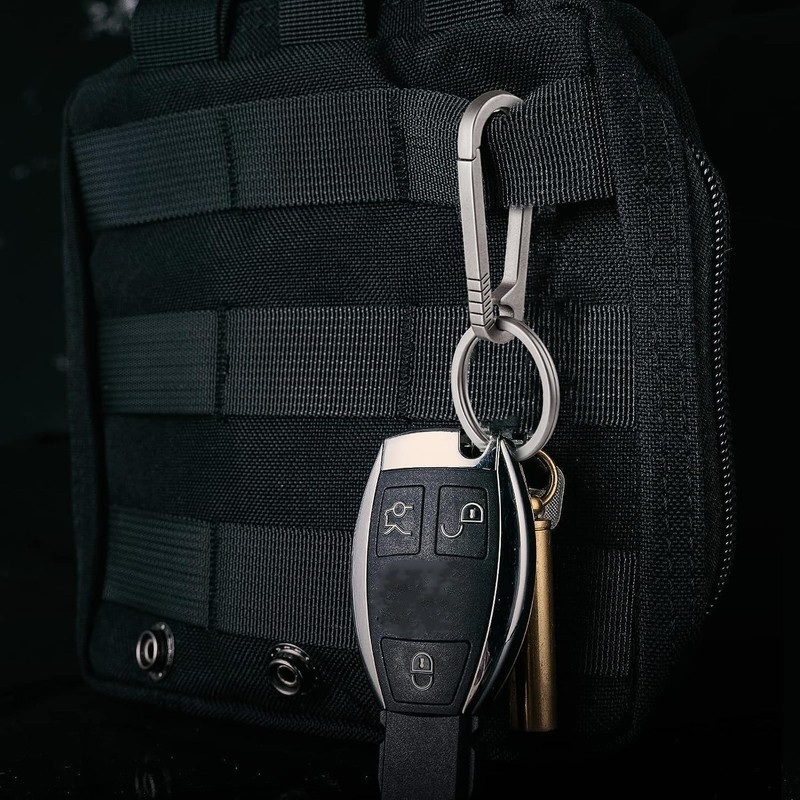 luckaide Titanium Carabiner, Small Carabiner Hook with Key Ring, Mini