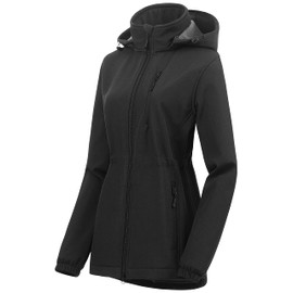 Chrisuno Women's Ladies Long Softshell Fleece Breathable Jacket Lightweight Waterproof Hooded Rain Team Jacket Grey M