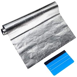 Aluminum Heat Shield, Aulufft 35 x 47 inch Aluminized Fiberglass Sheet Self-Adhesive Heat Barrier Protection Cover Heat Shielding Mat with 1 Piece Scraper