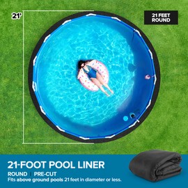 Above Ground Pool Liner Pad, 21' Foot Round, Pre-Cut Heavy Duty Outdoor Pool Pads for Above Ground Pools, Black Swimming Pool Liners for Padding and Protection, Thick Pool Mats to Prevent Punctures