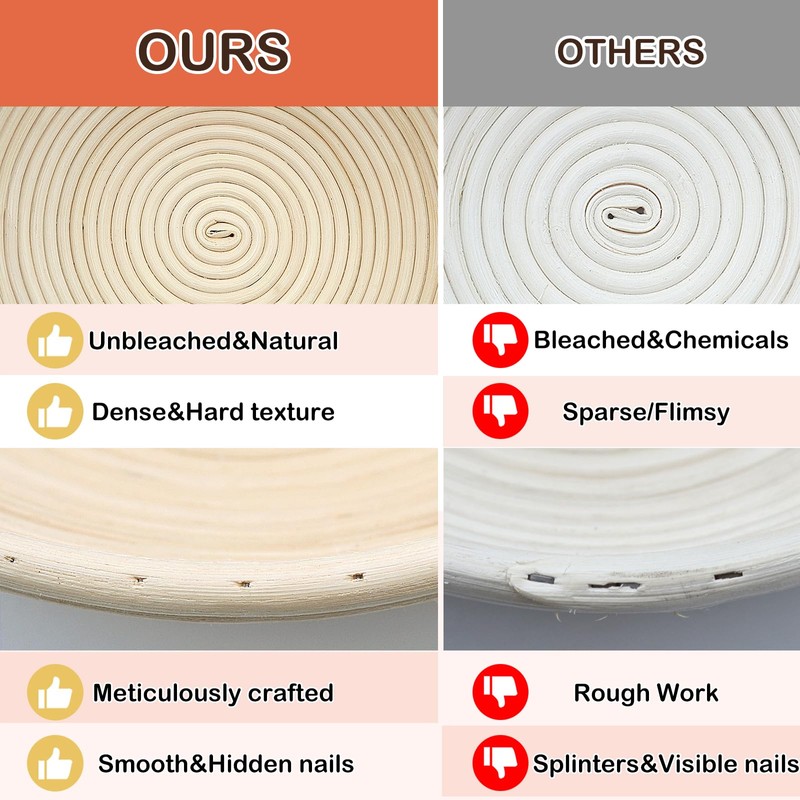 Sourdough Bread Proofing Basket, Set of 2, 9 Inch and