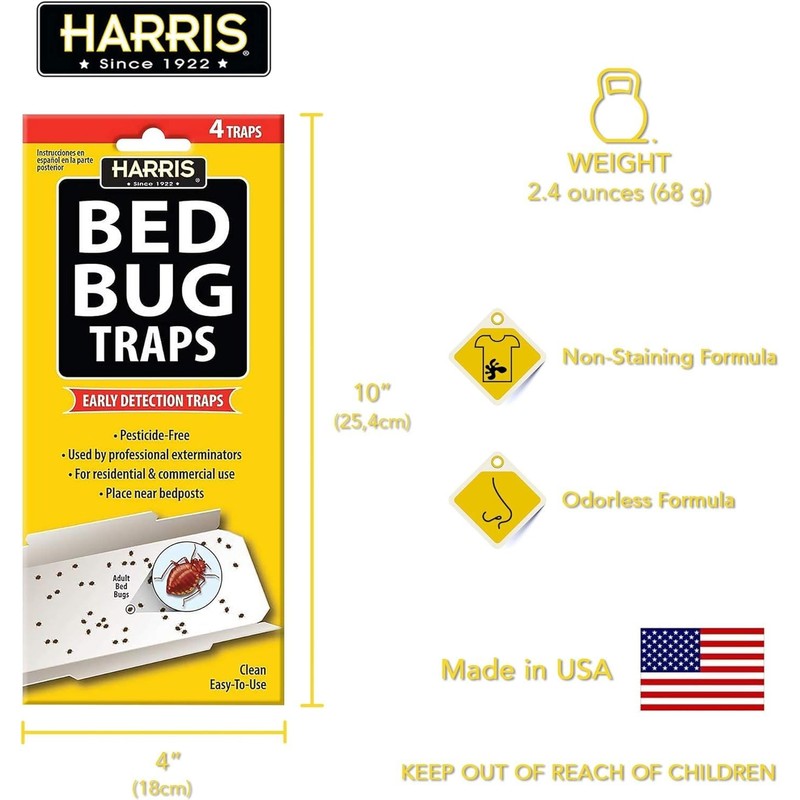 Harris Bed Bug Early Detection Glue Traps (4/Pack)