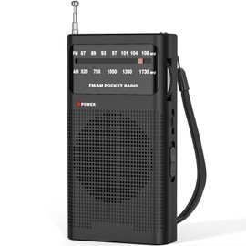 Goodes AM FM Radio Portable for Home Outdoor, Transistor Radio 2AA Battery Operated with Long Range Reception, Loud Speaker, Transistor Antenna, Earphone Jack, Small Gifts for Seniors Elderly-Black