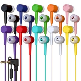 200 Pack Bulk Wired Earbuds with Microphone, In Ear Headphones 3.5mm Jack, 4ft Tangle Free Cable, Comfortable Fit, Affordable and Cost Effective, Ideal for School Classroom Testing Students, Mix
