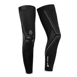 MiOYOOW Cycling Knee Lings Leg Warmers UV Sun Protection Anti Slip for Men Women Children Youth, black