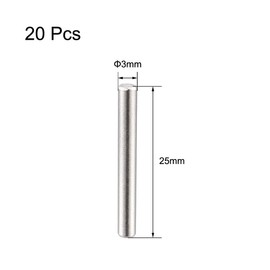 TOP-VIGOR 20Pcs 3mm x 25mm Dowel Pins Shelf Support Pegs, 304 Stainless Steel Cylindrical Shelf Support Pin Fasten Elements Silver Tone