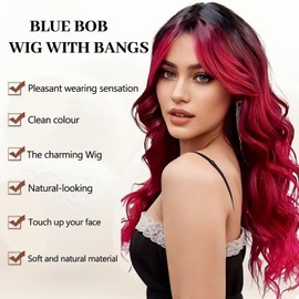 Fulang Hair Long Wave Omber red Wigs for Women Synthetic Hair Heat Resistant Wig for Daily Party Cosplay Use