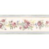 Wallpaper Border Mini Victorian Watercolor Rose Floral with Blue Edges