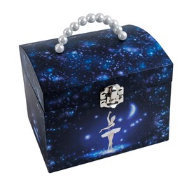 Trousselier S90070 Vanity Case Glow in Dark Photoluminescent Large Jewelry Box with Music Ballet Dancer, Navy Blue