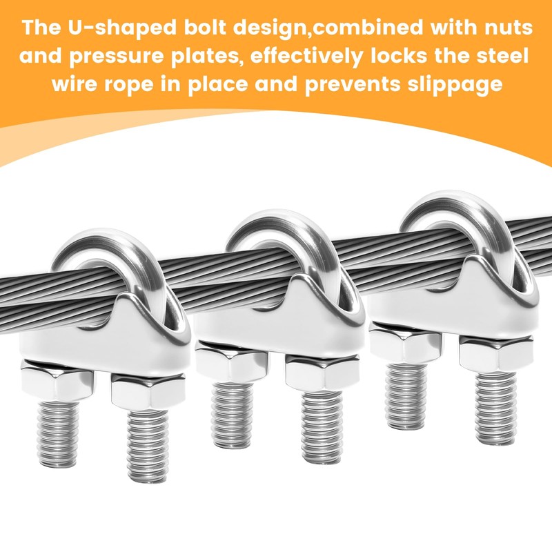40 Pcs Wire Clamps for Cables, 304 Stainless Steel Small