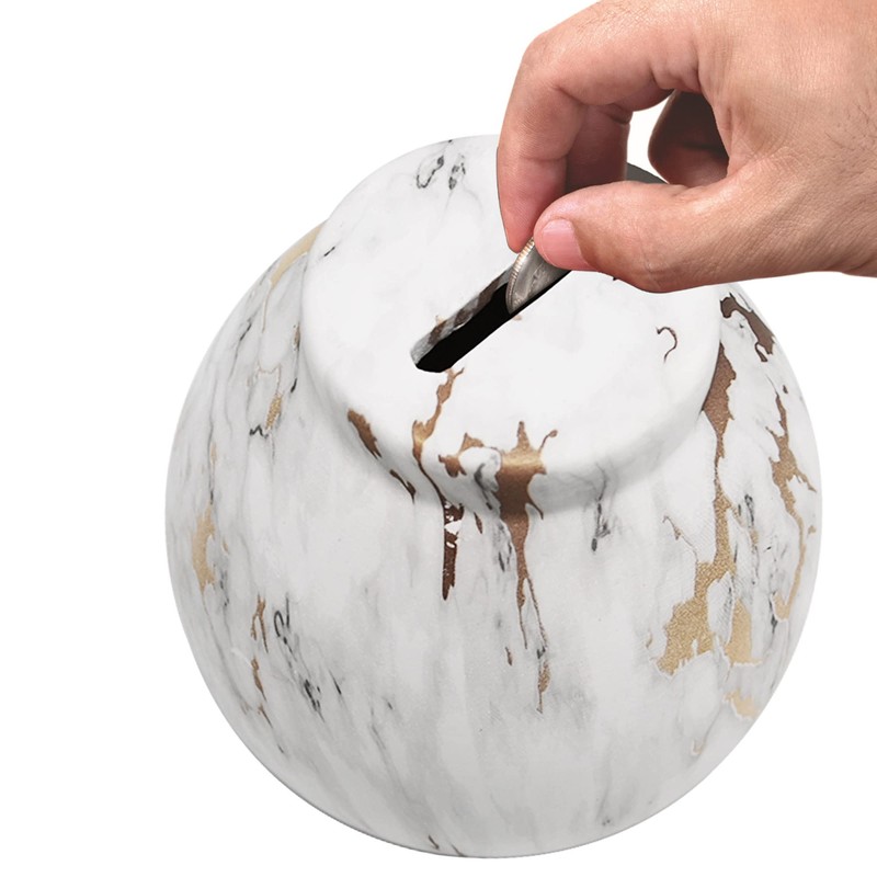 Ram® Ceramic Money Pot Marble Effect Money Savings Coin Piggy