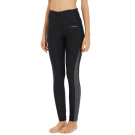 Ubestyle UPF 50+ High Waist Women's Surf Water Leggings Swim Tights Sun Protective Black Gray