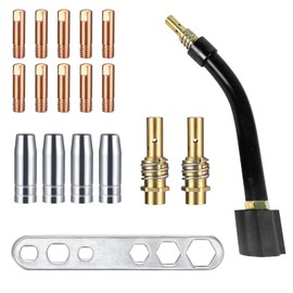 MB15 15AK Contact Tips 0.03"/0.8mm M6 & Tips Holder Diffuser & Shield cup & Torch Neck For MB15 18pcs Mig Welding Tips Accessories (0.030in_Combo2)