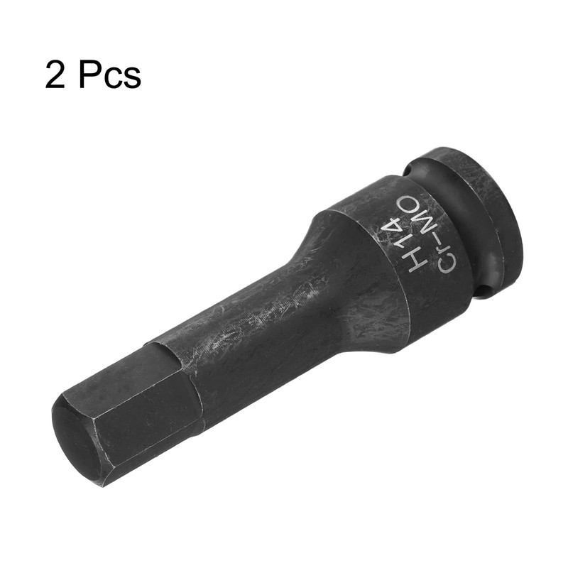 sourcing map 2pcs H14 (14mm) Hex Impact Bit Socket 1/2"