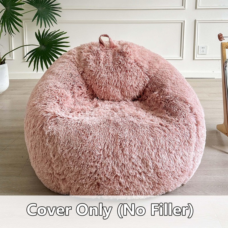 LIFEREVO Fluffy Faux Fur Bean Bag Chair Cover (No Filler),