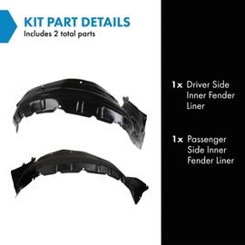TRQ Inner Fender Liner Set Compatible with 2001-2002 Mitsubishi Montero MI1248112 MI1249112