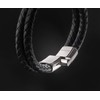 23cm Silver Bracelet Men Gift-Box Genuine-Leather Cowhide Braided Adjust-Able Magnetic-Clasp