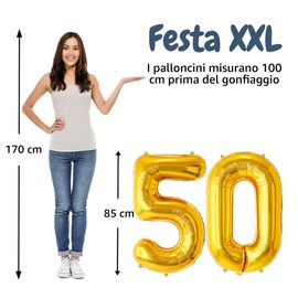 FUNFEST Palloncini 50° Compleanno Oro – Gigante 100cm