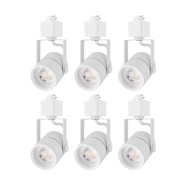mirrea Bulb Replaceable LED Track Lighting Heads for White H Type Rail Cylinder Ceiling Spotlight with 8W GU10 Bulb 90 CRI 3000K Warm White 38° Beam Angle Pack of 6