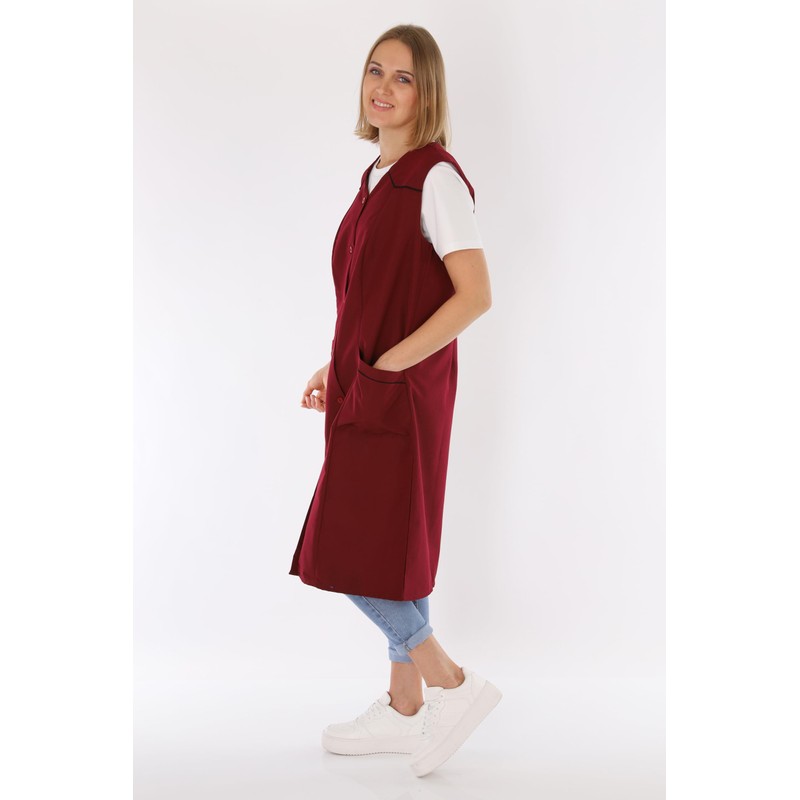 Women's Sleeveless Cooking Apron Apron Button Gown Plain House Dress,
