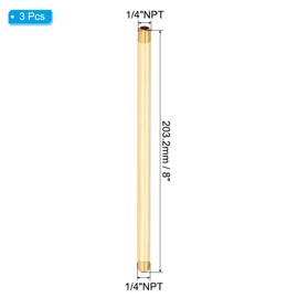 PATIKIL 1/4" x 1/4" NPT Male Brass Pipe Fitting Long Nipple, 5Pcs 10" Long Straight Pipe Fitting Connector Extender for Fuel, Air, Water, Oil, Gas System Connection, 1200PSI