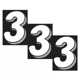 ASP CAR DEALER WINDSHIELD STICKERS LARGE VINYL NUMBER DECALS 3 PACKS WHITE BLACK