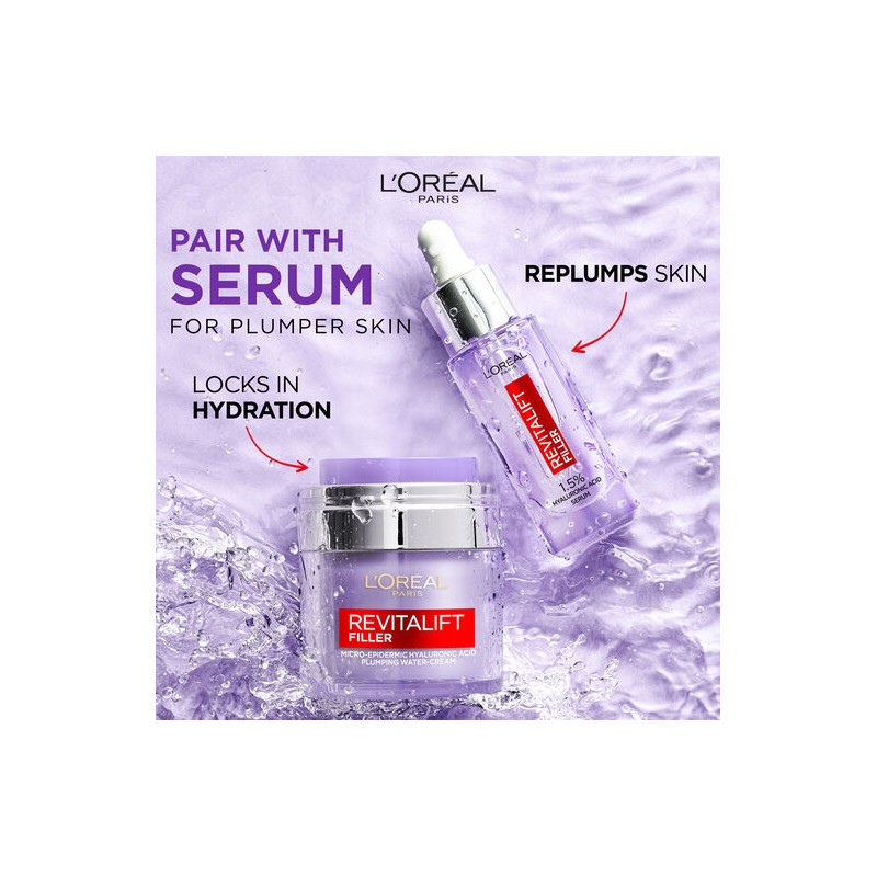 L'Oreal Revitalift Filler Plumping Water Cream Hyaluronic Acid 50ml