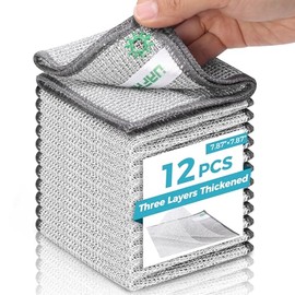 12 PCS Non Scratch Wire Dishcloth, Cleans Fast Without Scratching, Stands Up to Stuck-on Grime, Multi-Surface Safe, Wire Dishwashing Rag Cleaning Power for Everyday Jobs 7.87“ x 7.87”