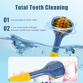 Lnncdsc 4-Piece Set of 3-Sided toothbrushes Adults, Extra Soft toothbrushes for Adults, Medium Toothbrush for Comprehensive Care of Teeth and Gums.